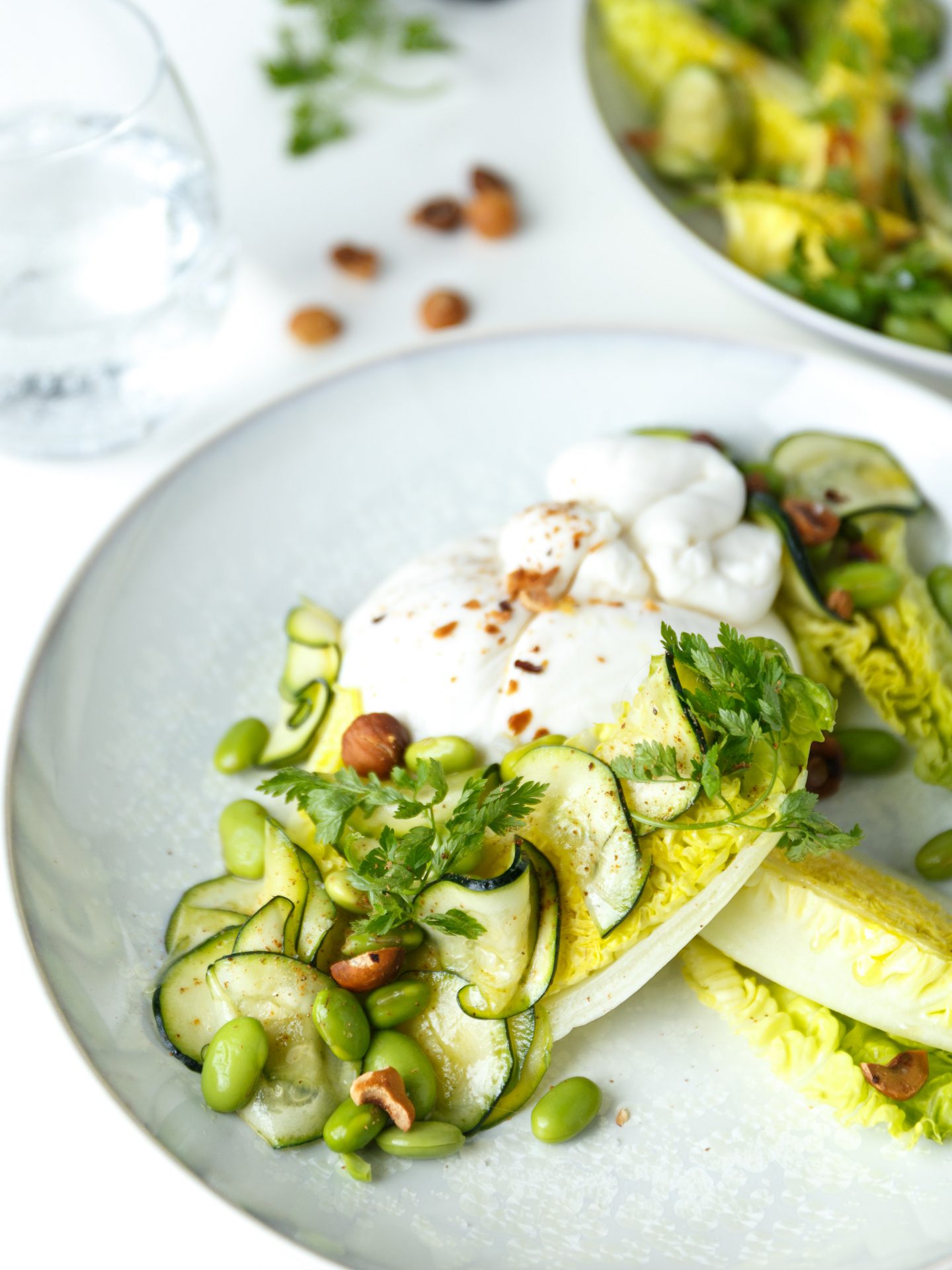 Spring pea & basil fritters with crispy fried eggs