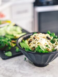 Mackerel & red lentil fusilli with creamy pepper sauce