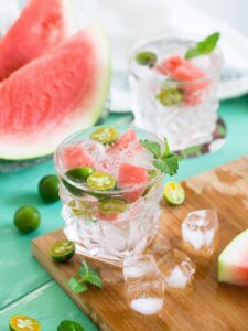 Frosted pear & cranberry punch with whipped cream